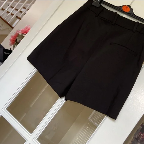 Zara High Rise Shorts Flowy With Button Black Size M - Picture 5 of 9